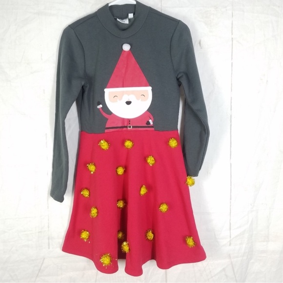 NEW UGLY Sweater CHRISTMAS NWT Mighty Fine Santa Pom Pom Dress - Picture 4 of 7
